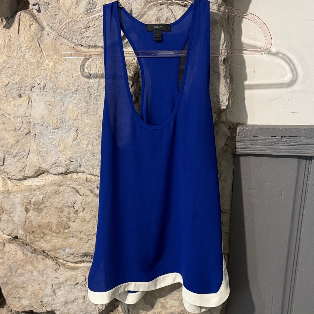 J.Crew Royal Blue Tank Top with White Hem